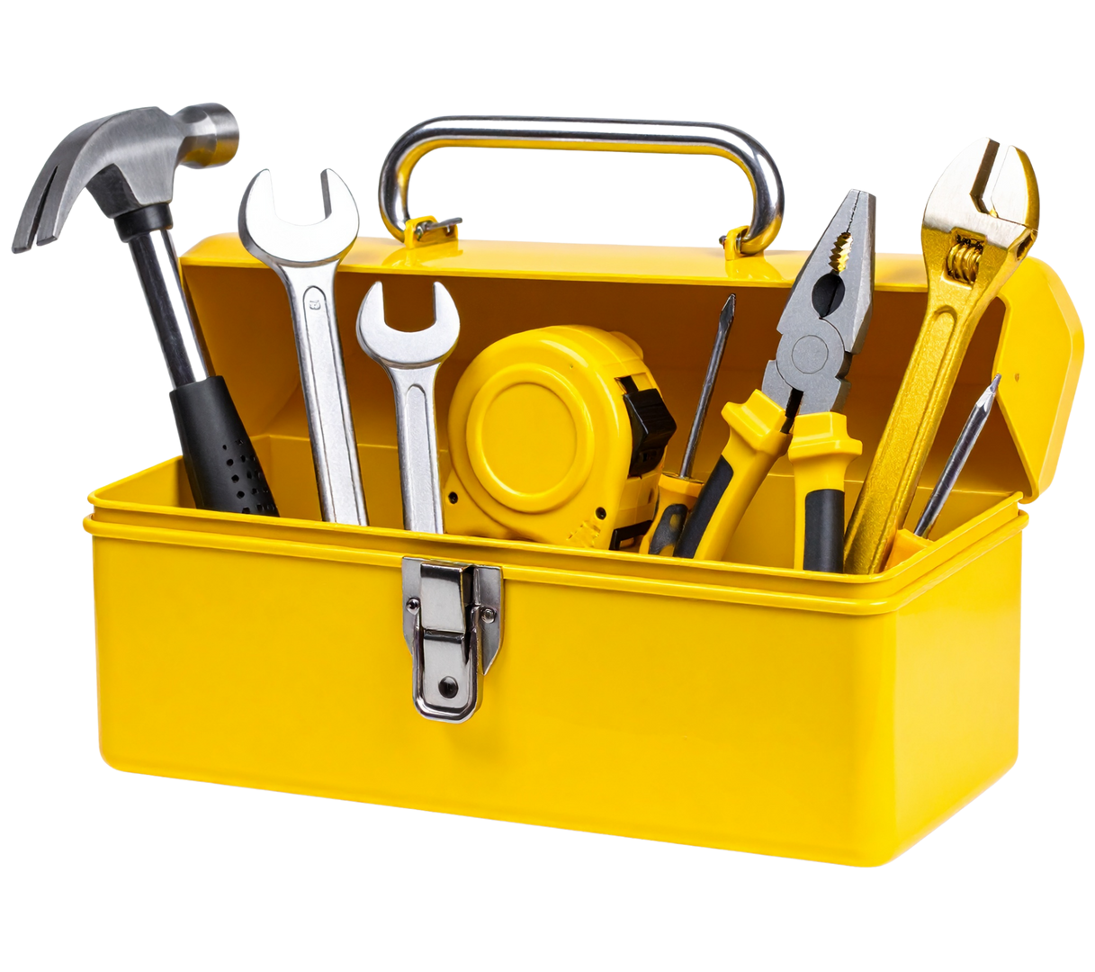 Une boite à outils jaune