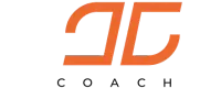 El logotipo del entrenador es naranja y negro sobre un fondo blanco.