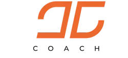 El logotipo del entrenador es naranja y negro sobre un fondo blanco.