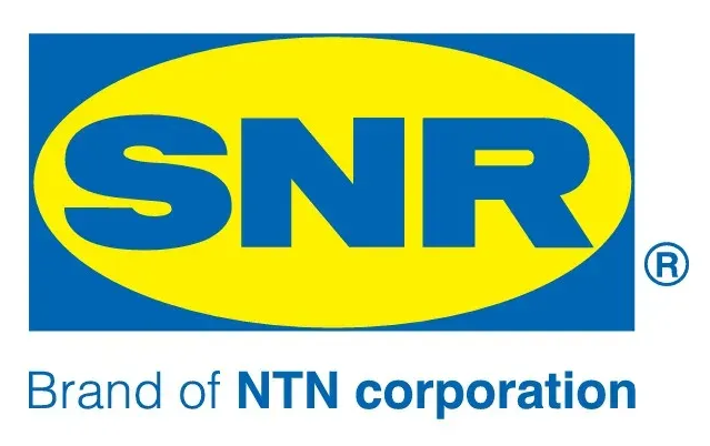 Logo SNR en bleu et jaune avec le texte « Marque de NTN Corporation »