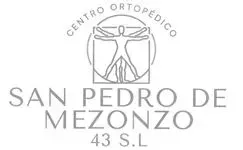 Logotipo para Centro Ortop&eacute;dico San Pedro de Mezonzo, con figura humana dentro de un cuadrado y texto.