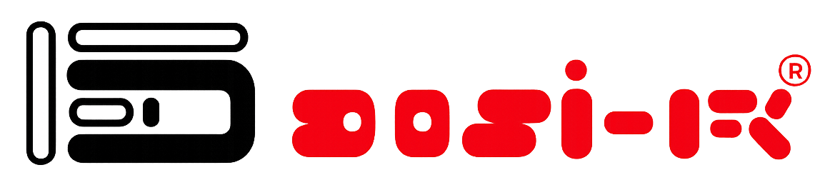 Logotipo japon&eacute;s en negro y rojo con icono y texto estilizados sobre un fondo blanco.