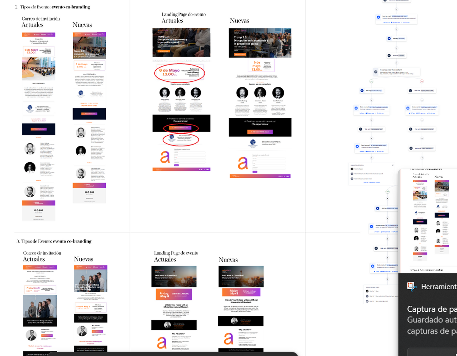 captura de tablero de figma mostrando el trabajo de las piezas para email marketing