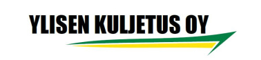 Ylisen Kuljetus Oy logo in black with green and yellow underline swoosh