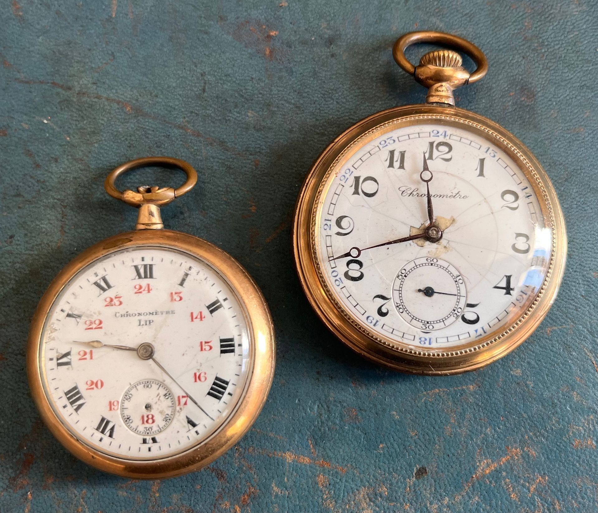 Montre à gousset en or en très gros plan