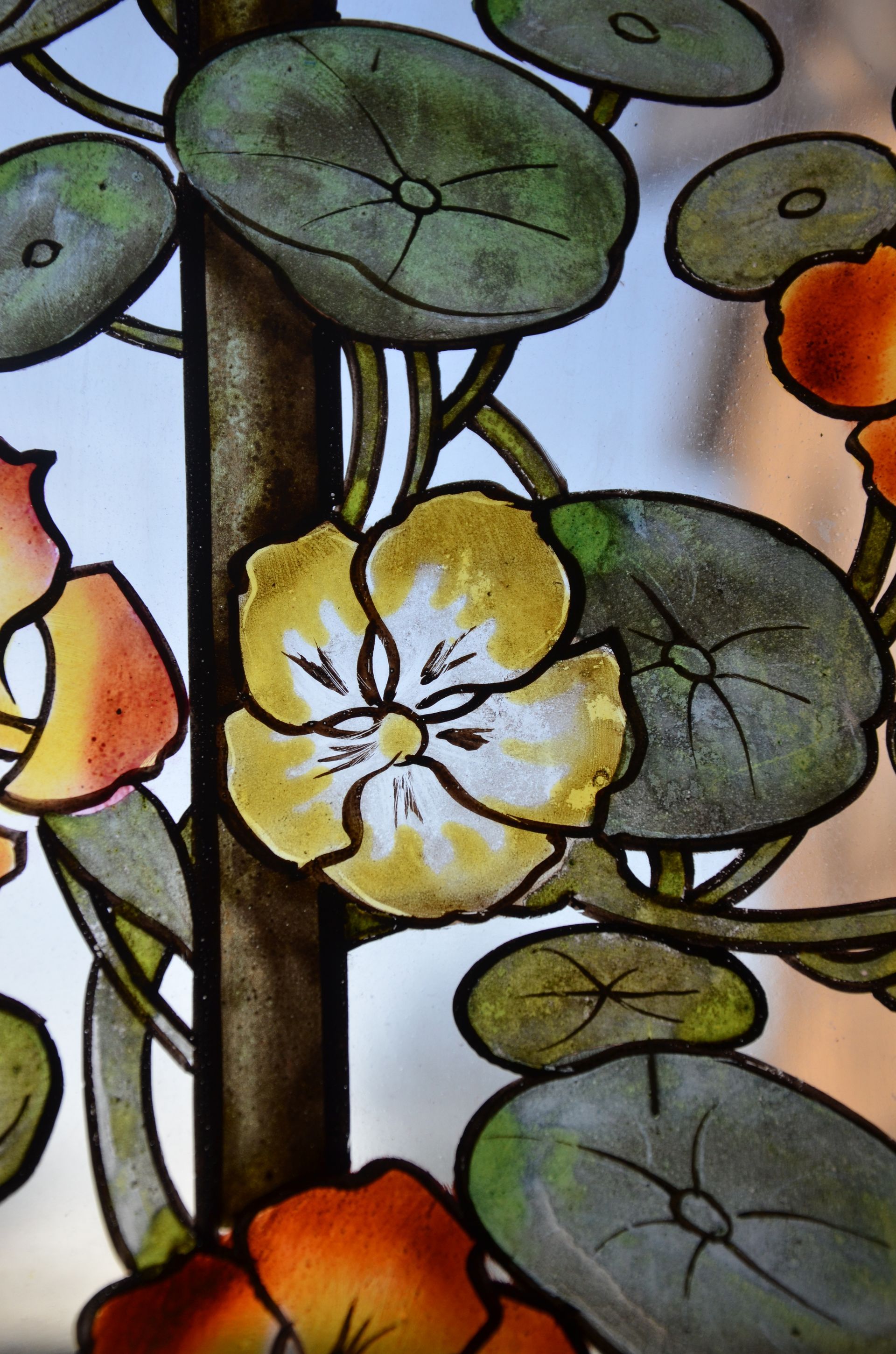 Dessins de fleurs, esquisse avant fabrication de vitrail