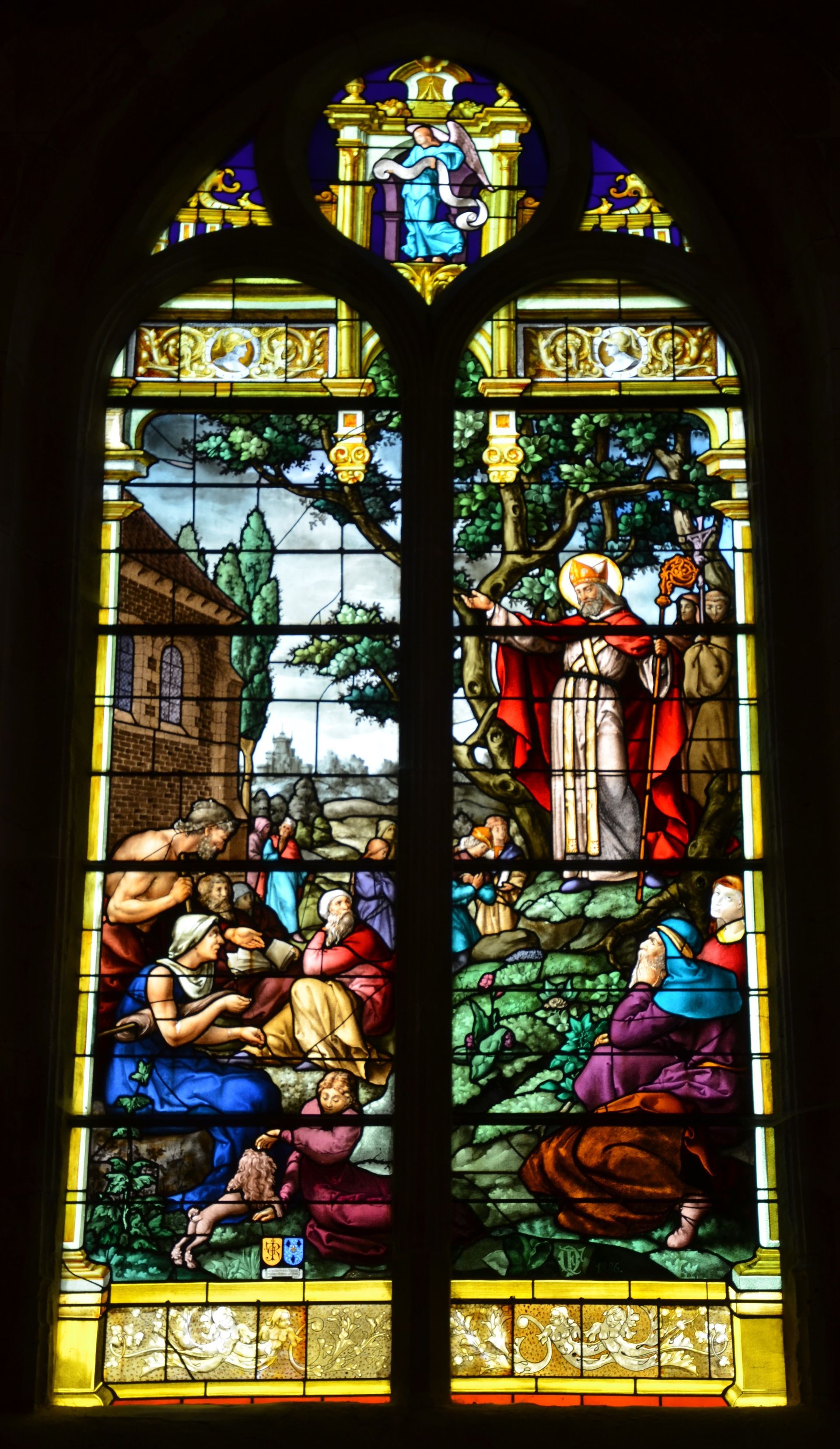 Restauration dans l'Oise, bulles sur vitrail