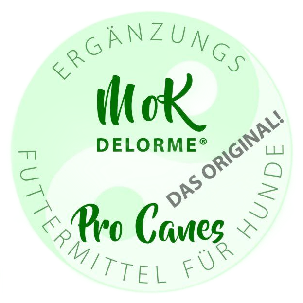 Ein Logo mit der Aufschrift „Delorme Mikroorganismenkomplex 100 % natürlich“