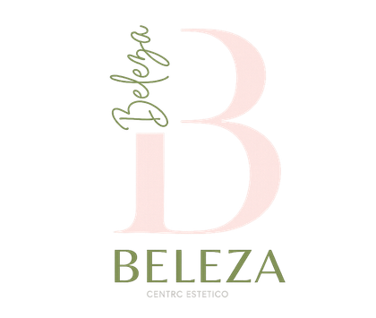 Logotipo de Beleza Centro Est&eacute;tico, con una &ldquo;B&rdquo; rosa p&aacute;lido y texto verde oliva sobre fondo blanco.