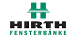Logo für Hirth Fensterbänke: ein grünes stilisiertes „H“ über dem schwarzen Text „HIRTH“ und dem grünen Text „FENSTERBÄNKE“.