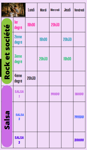 Planning des danses 2019-2020