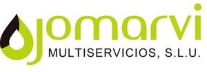 Logotipo para Jomarvi Multiservicios, SLU, con gota de agua verde y texto verde lima.