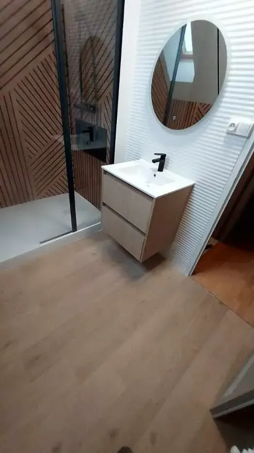 Lavabo et cabine de douche