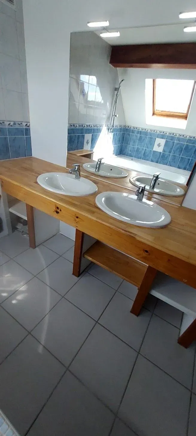 Deux vasques dans un plan en bois