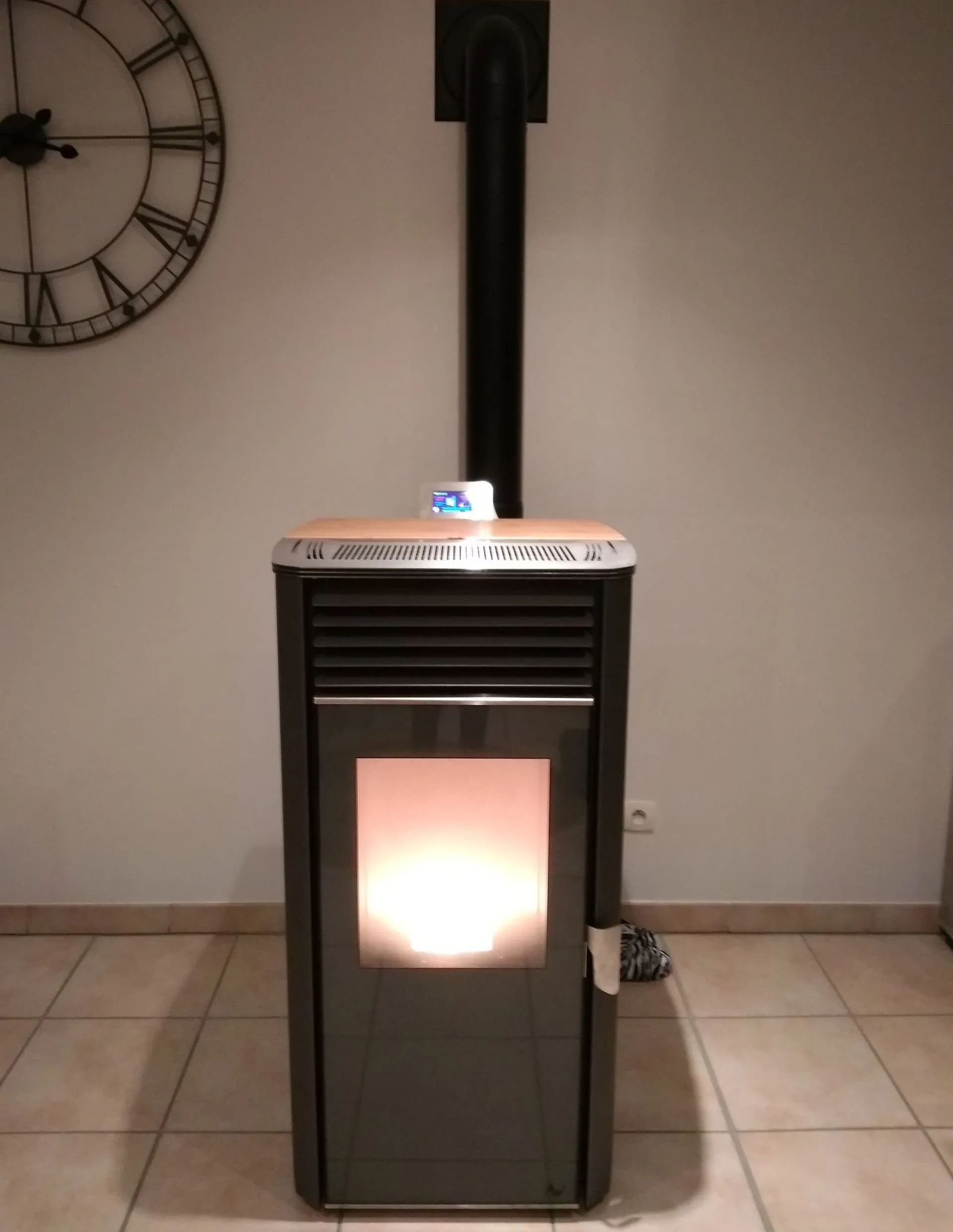 Poêle à granulés en marche