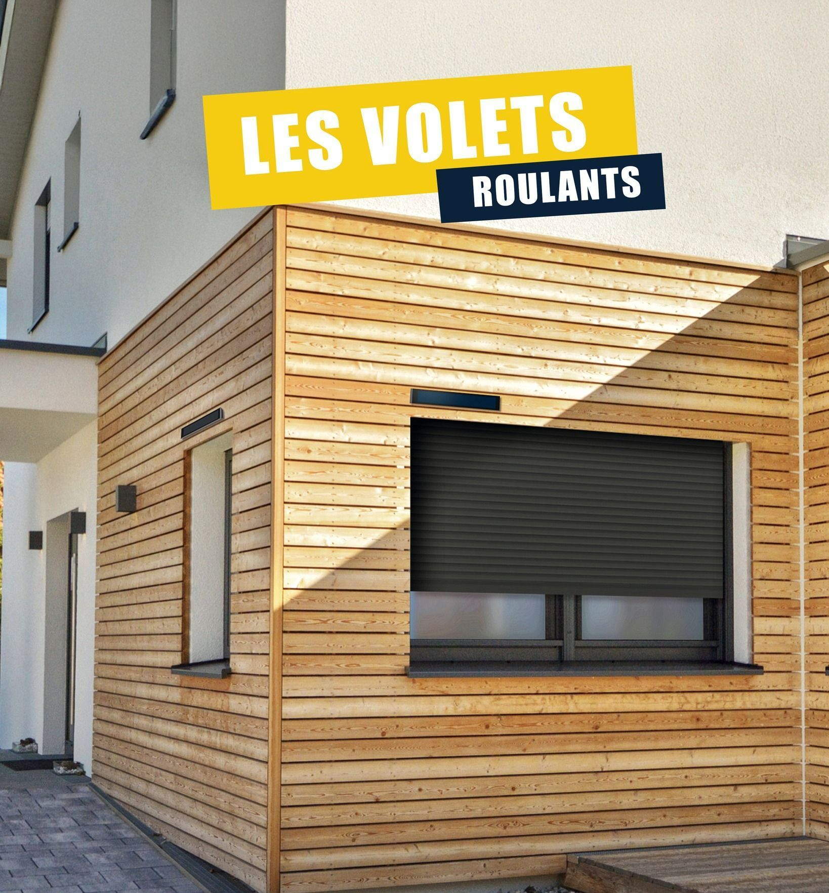 Un volet roulant noir.