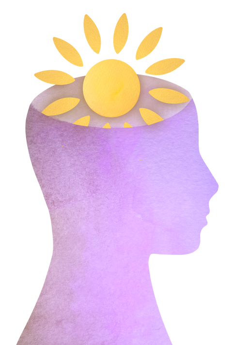 Soleil dans un visage violet