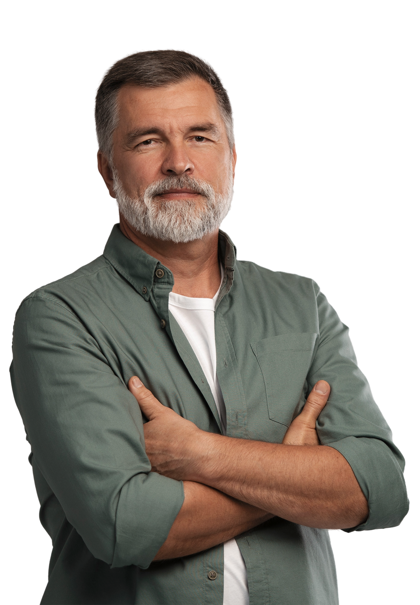 Homme avec coloration des cheveux et barbe grise