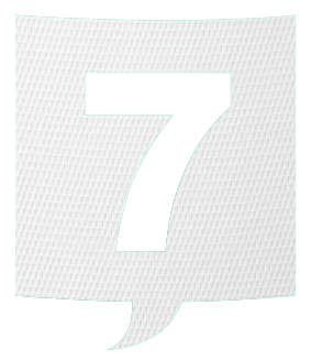 Visuel d'une feuille découpée en bulle de dialogue avec un 7