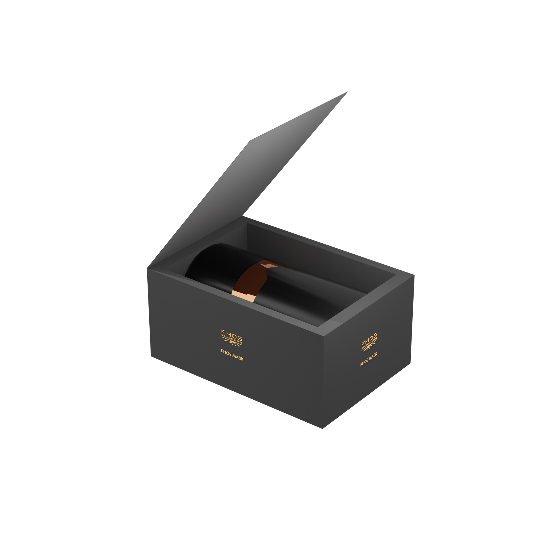 Una caja negra con una botella de vino dentro.