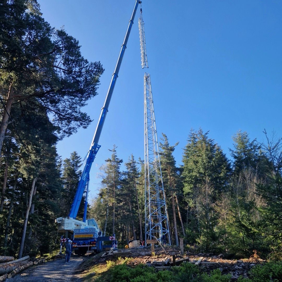 Grue mobile déployée en forêt
