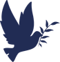 Silhouette d'une colombe portant un rameau d'olivier, symbole de paix.