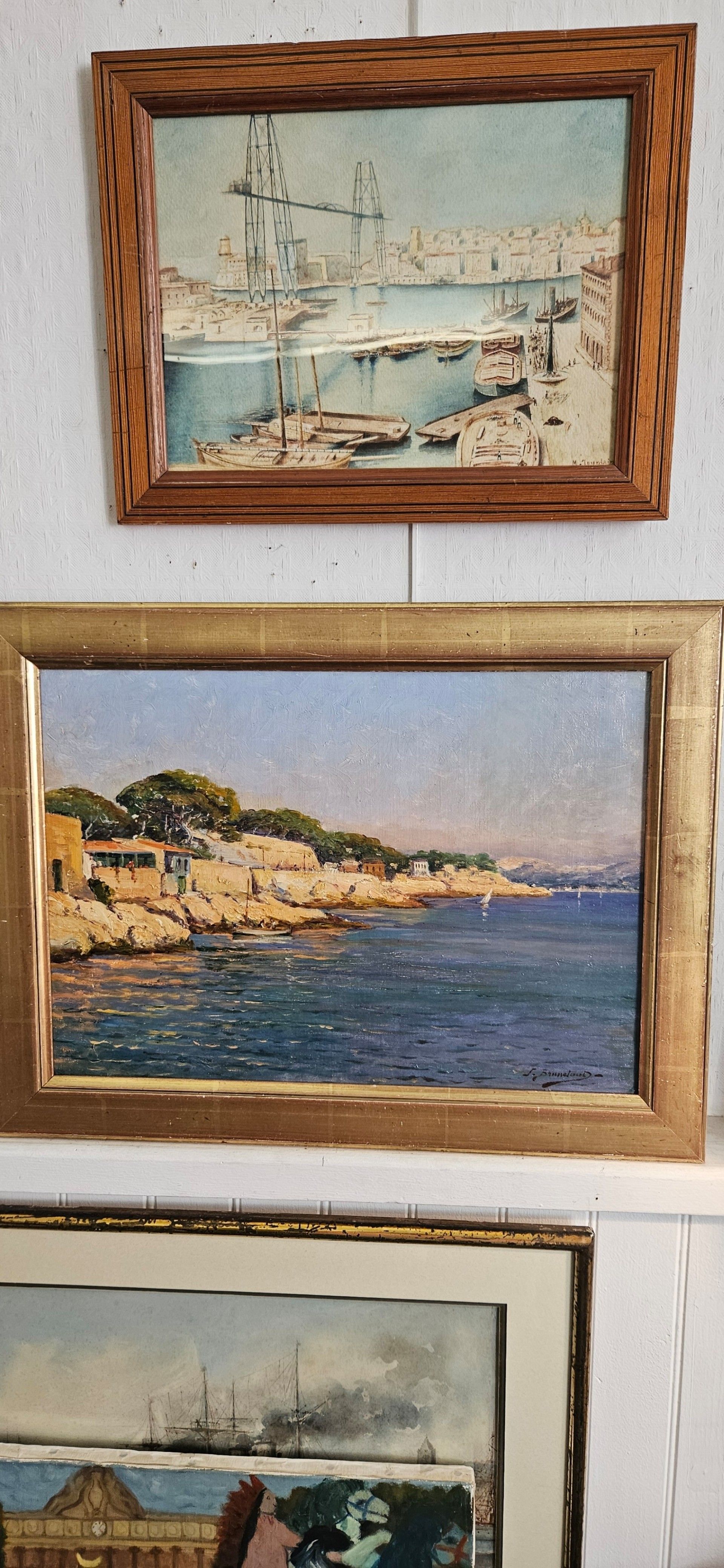 Tableau de marine avec un cadre en bois