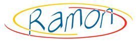 La palabra "Ramori" en letras azules, dentro de óvalos superpuestos rojos, amarillos y rojos.