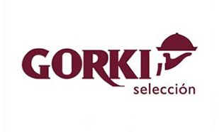 Logotipo de la selección GORKI en color burdeos con un icono de gorro de chef sobre fondo blanco.
