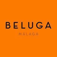 Logotipo naranja de BELUGA Málaga con texto negro