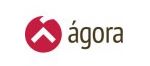 Logotipo de Ágora con un icono circular rojo y la palabra “ágora” en texto negro.