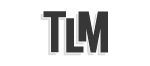 Letras negras “TLM” en un logotipo estilizado y llamativo sobre un fondo blanco.