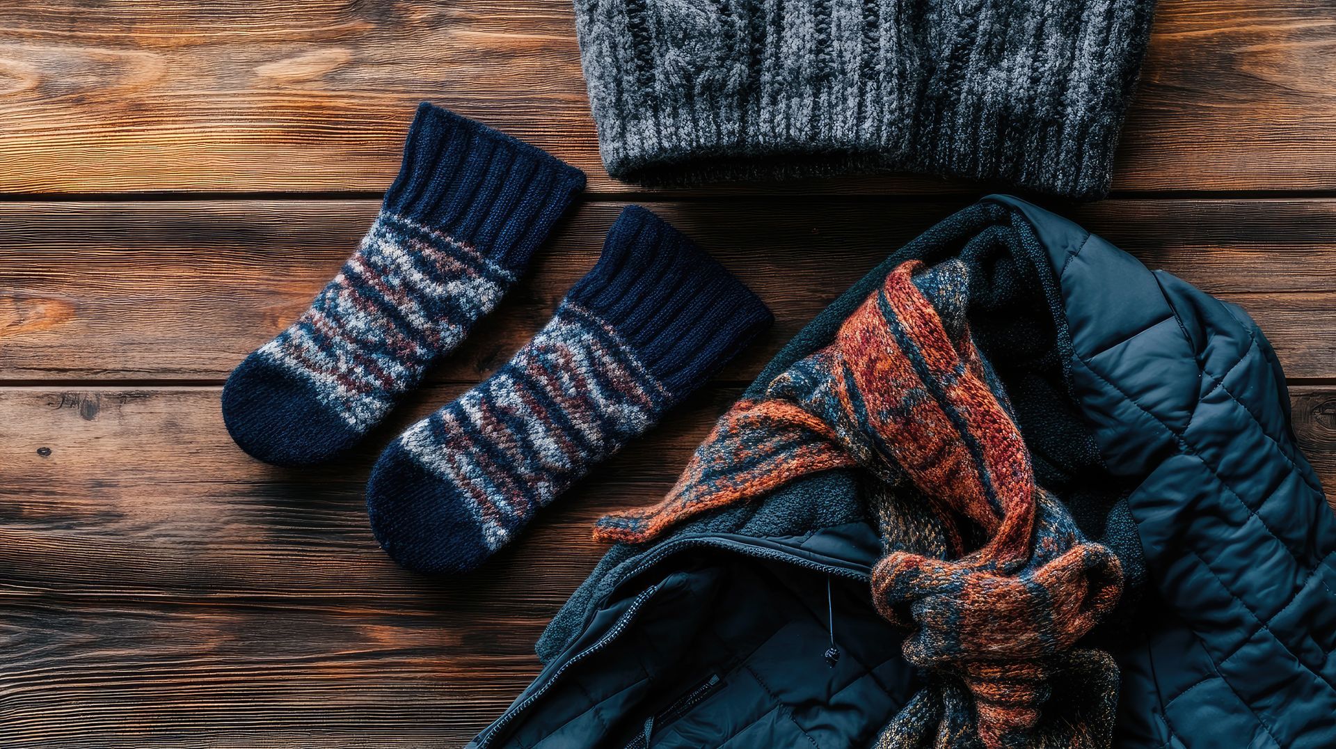 Ensemble de chaussettes et écharpe en laine