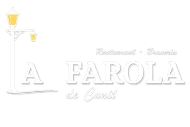 Logotipo del restaurante La Farola de Ossia, que muestra una farola y texto blanco sobre fondo blanco.