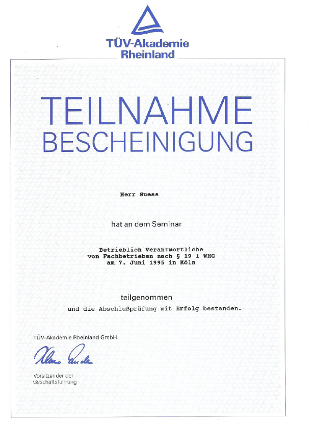 A certificate that says ' teilnahme bescheinigung ' on it