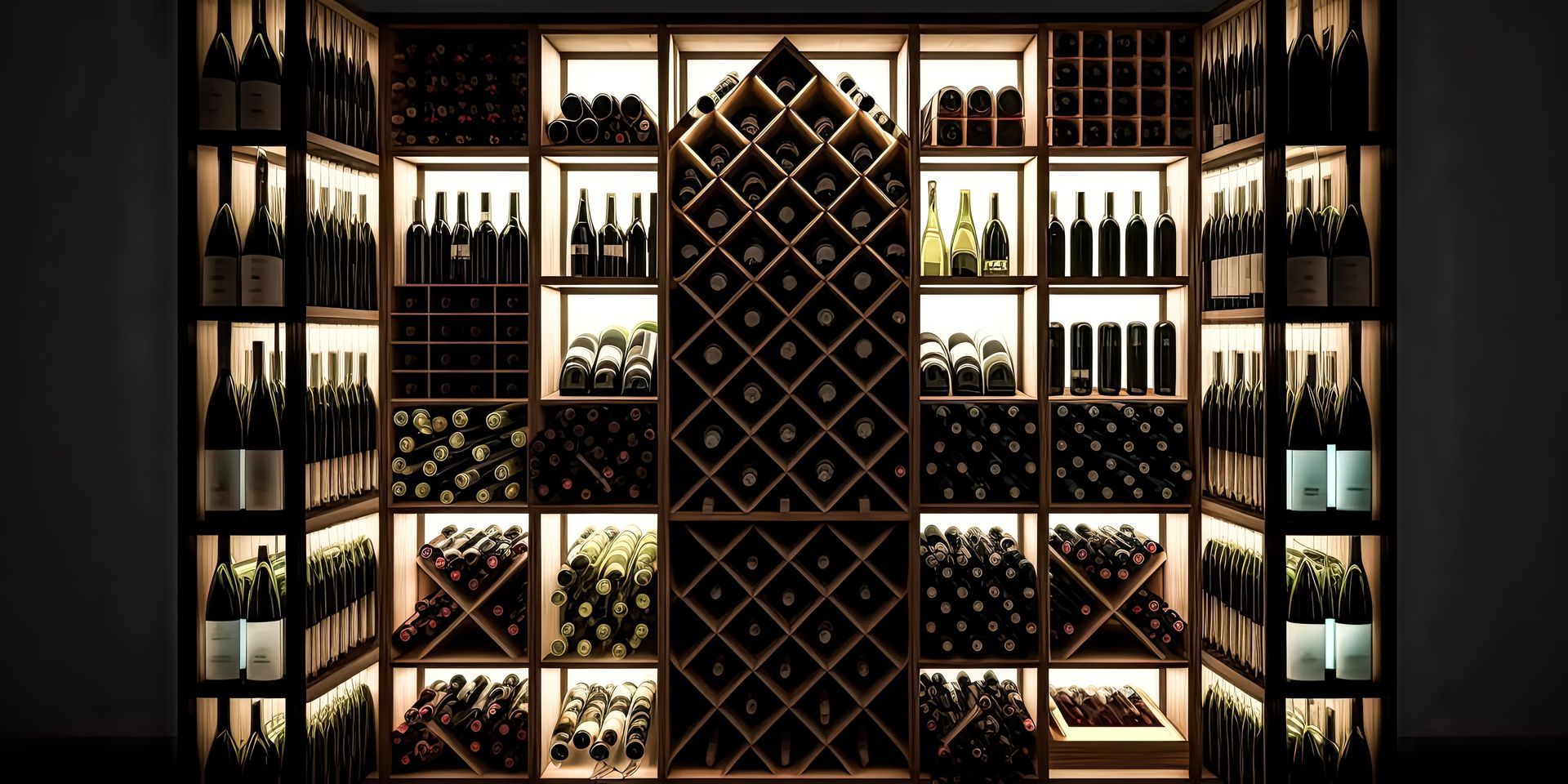 Étagères à vin remplies de bouteilles