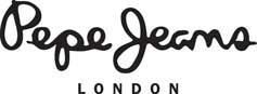 Ein schwarzweißes Logo für Pepe Jeans London auf weißem Hintergrund.