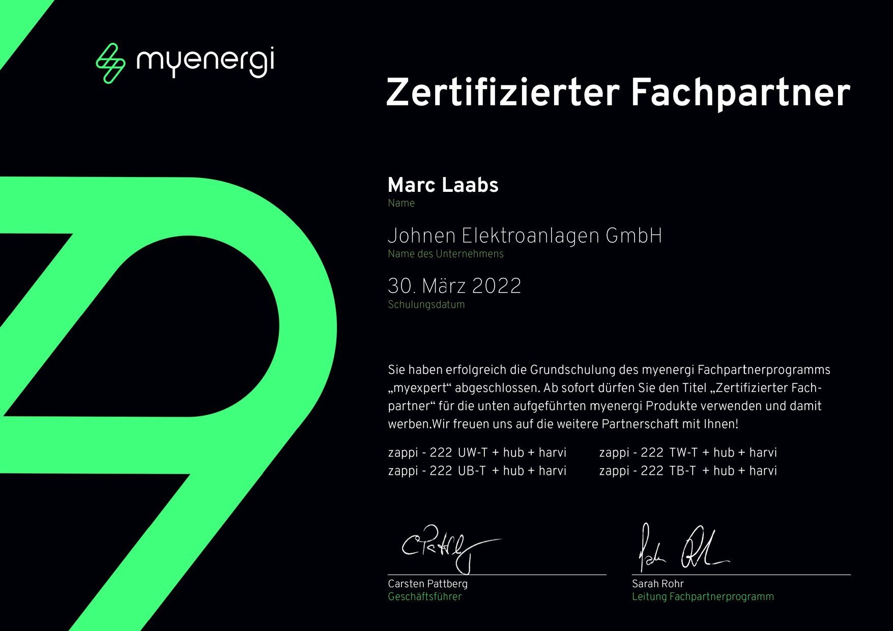 Zertifikat Mark Laabs