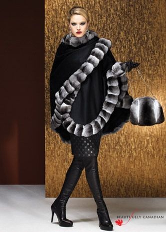 Cashmere cape with fox – SR Furs Diffusion Ltd