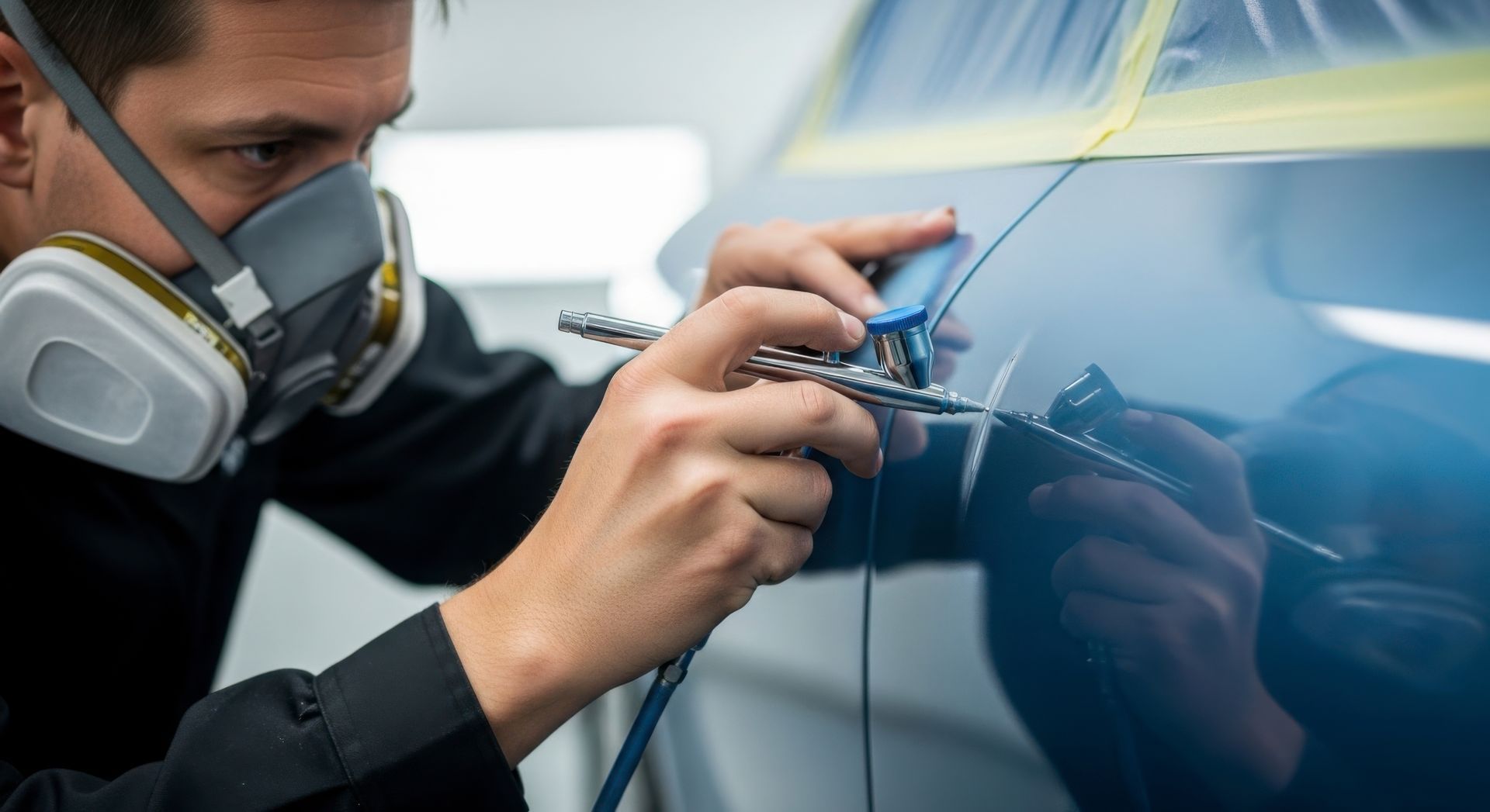 Des retouches de peinture sur une carrosserie