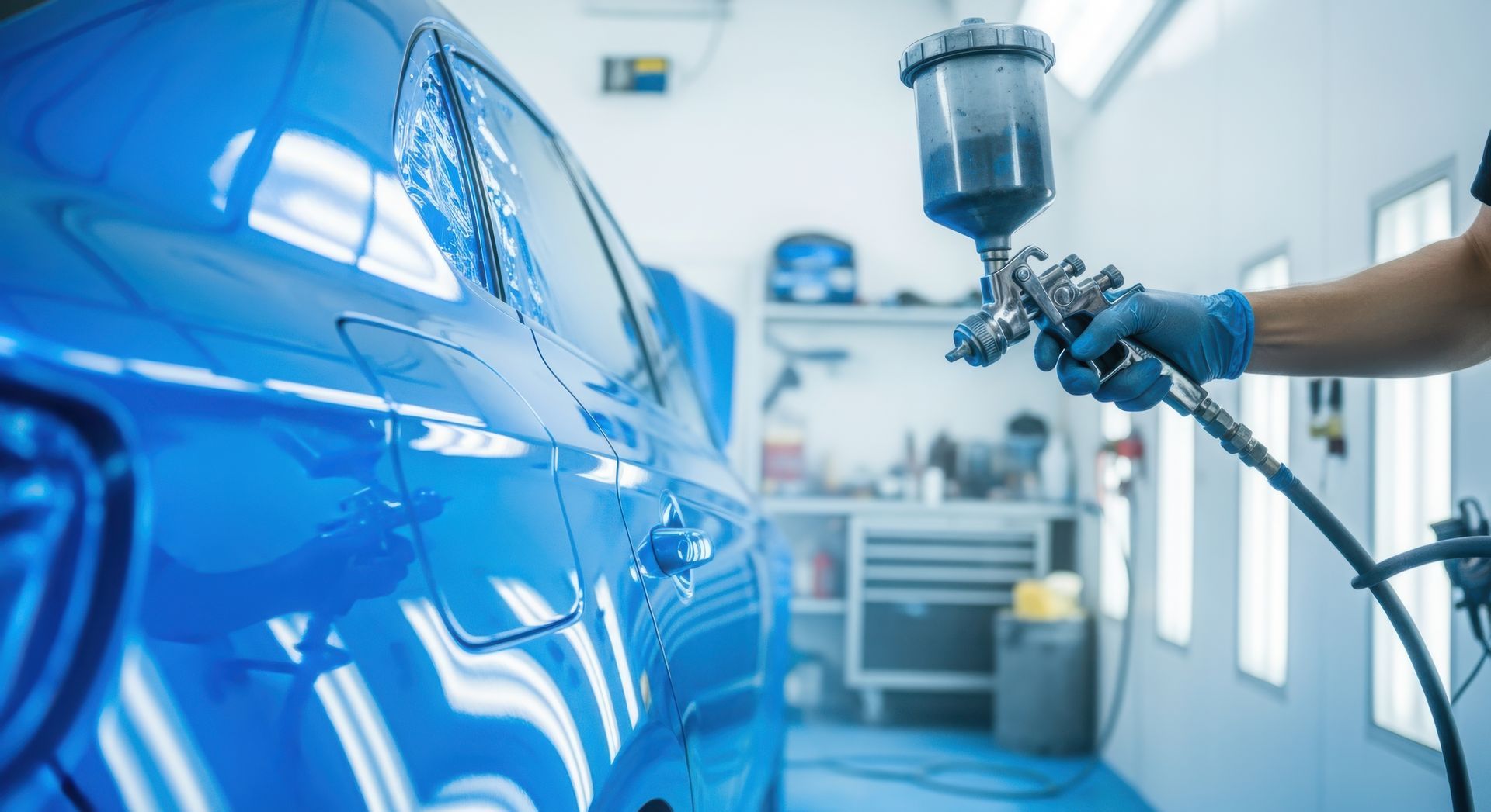Peinture de carrosserie bleue