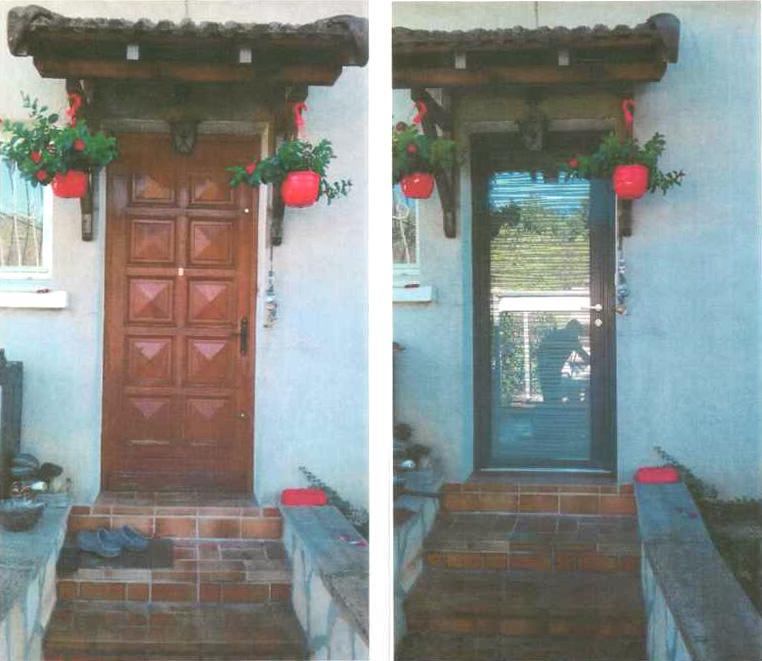 Porte d'entrée avant et après