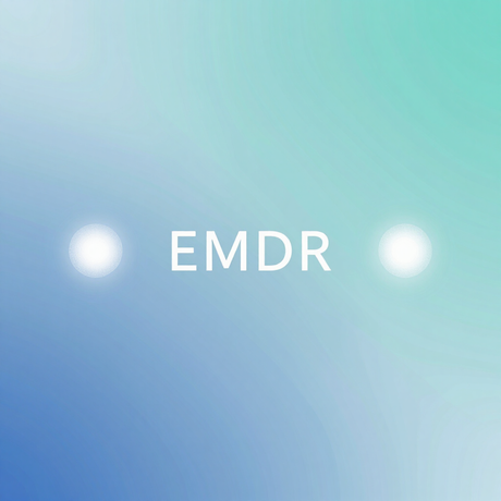 Texto EMDR centrado sobre un fondo degradado azul suave con puntos blancos brillantes a cada lado.