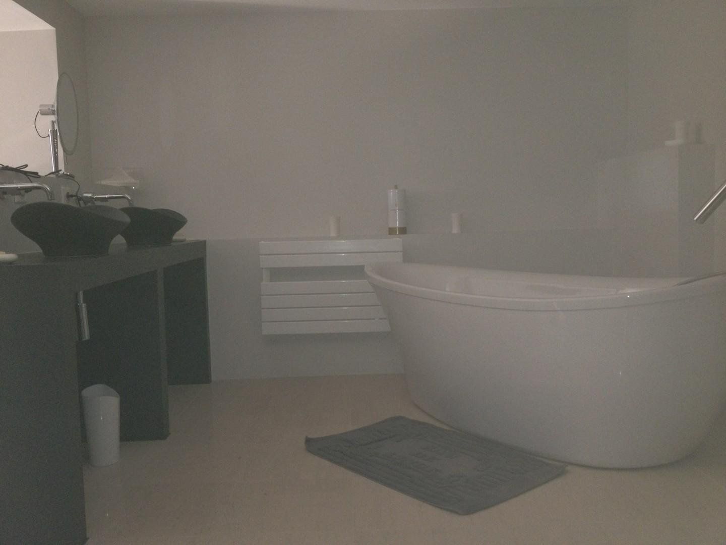 Pose de pierre au sol, réalisation d'une salle de bains