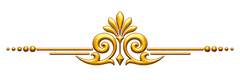 Separador floral ornamental dorado con espirales y puntos simétricos sobre fondo blanco.