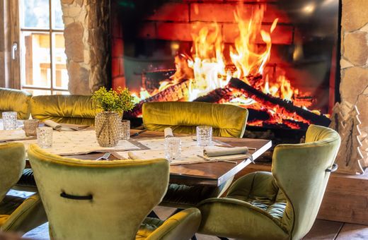 Grenz Alm - Lounge mit Kamin