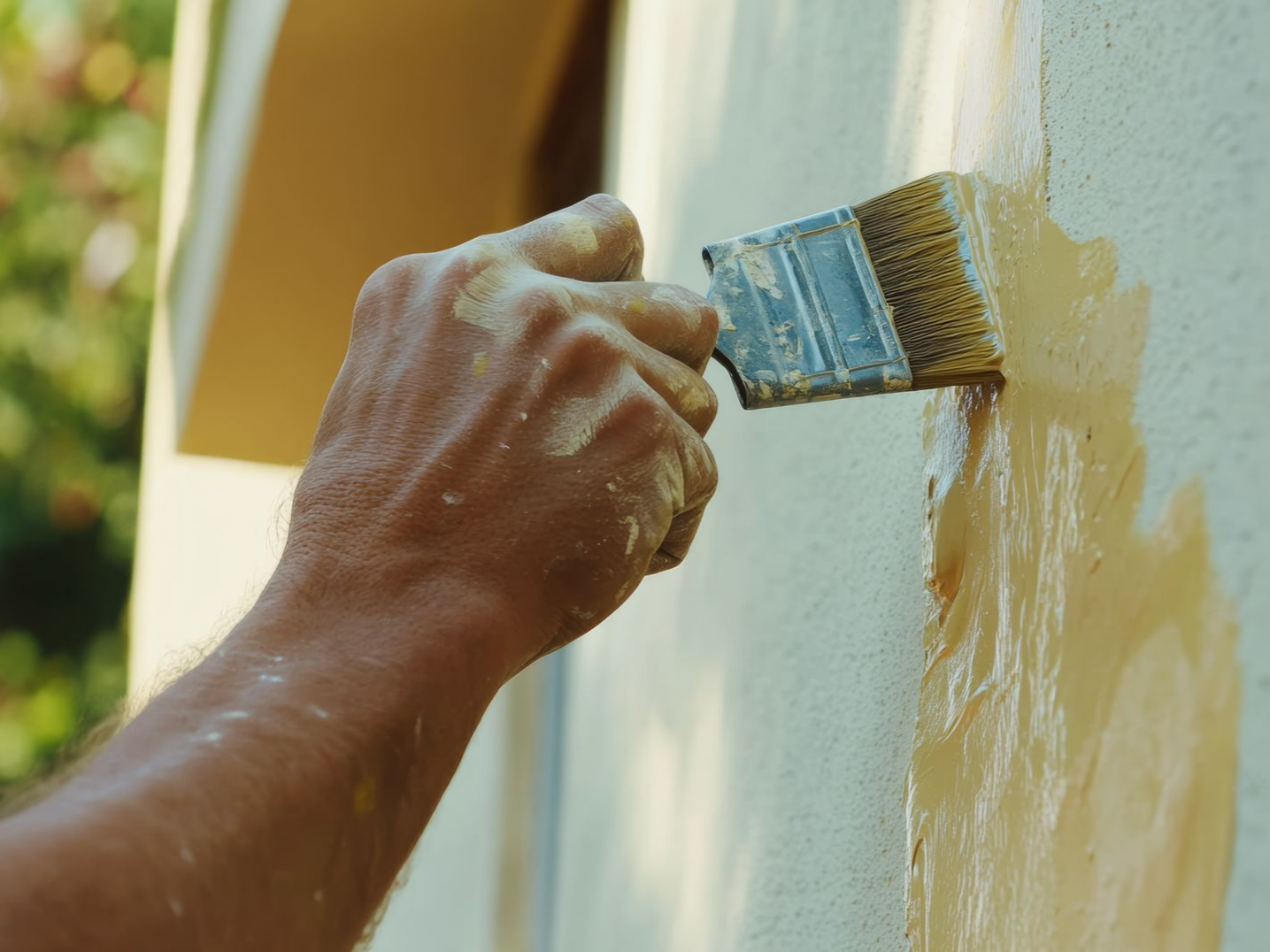 Main peignant un mur