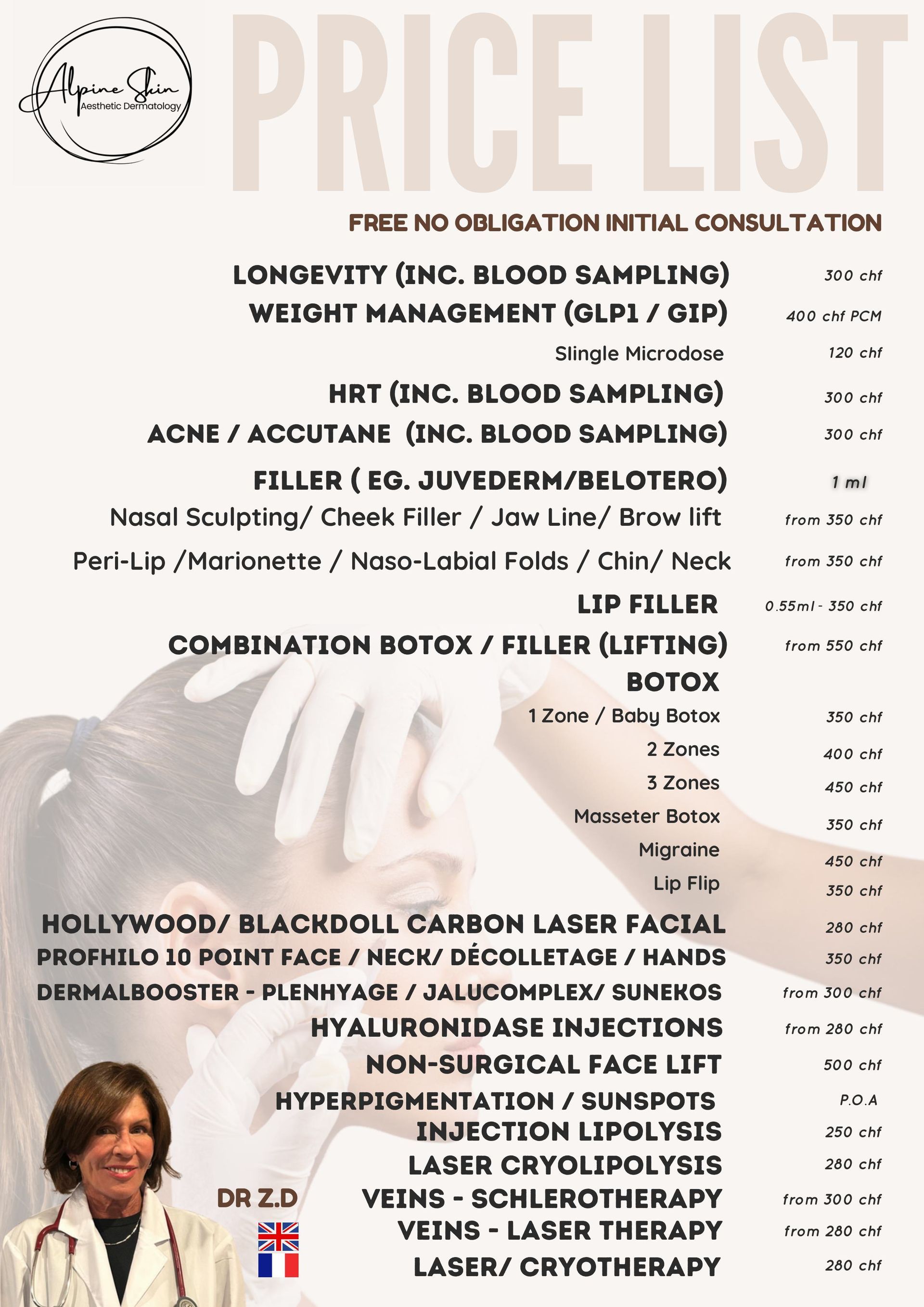 Liste des prix  prestations Alpin Skin / Sothys micro derma booster