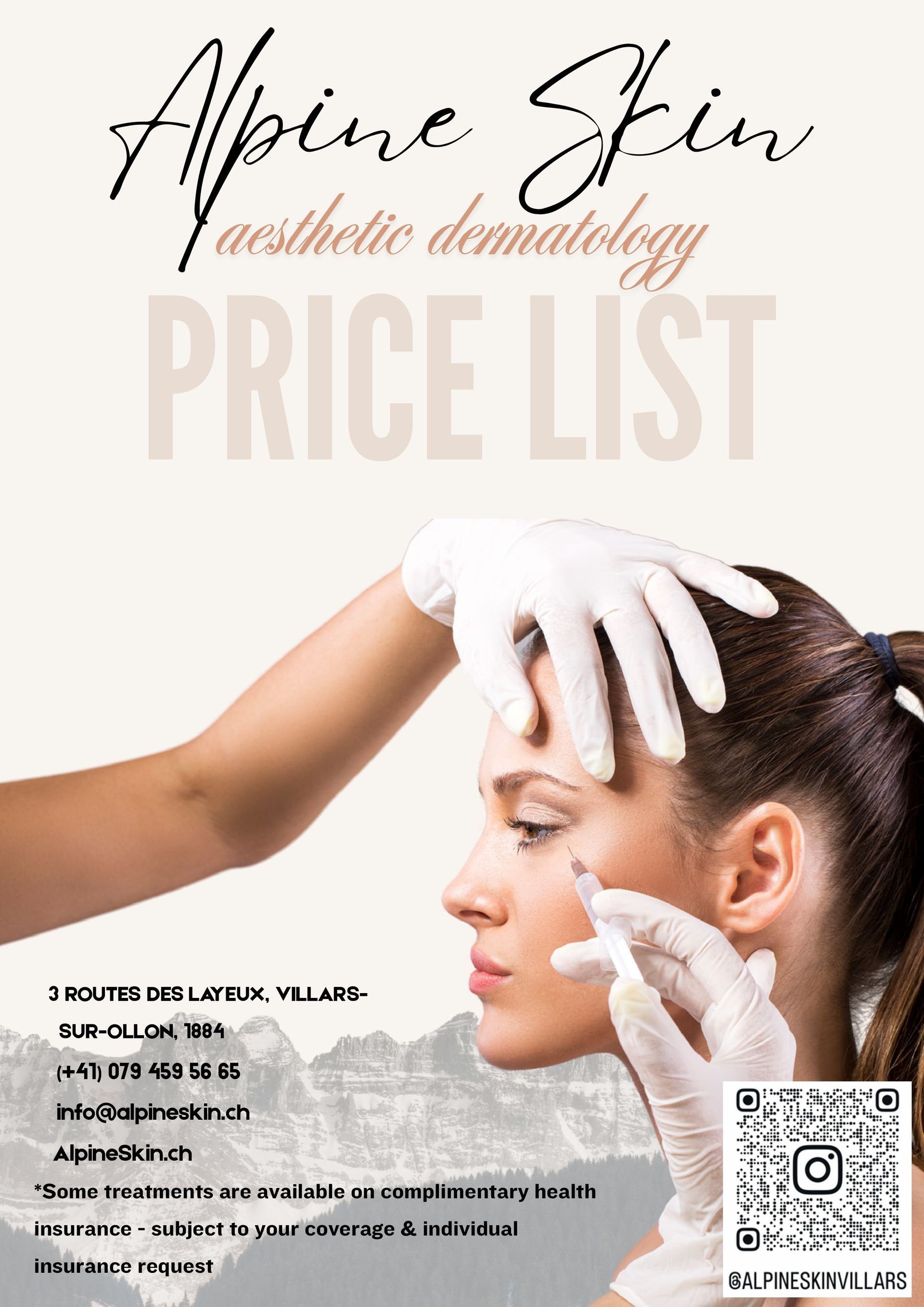 Liste des prix prestations Alpin Skin /dermablading / manucures/pédicures