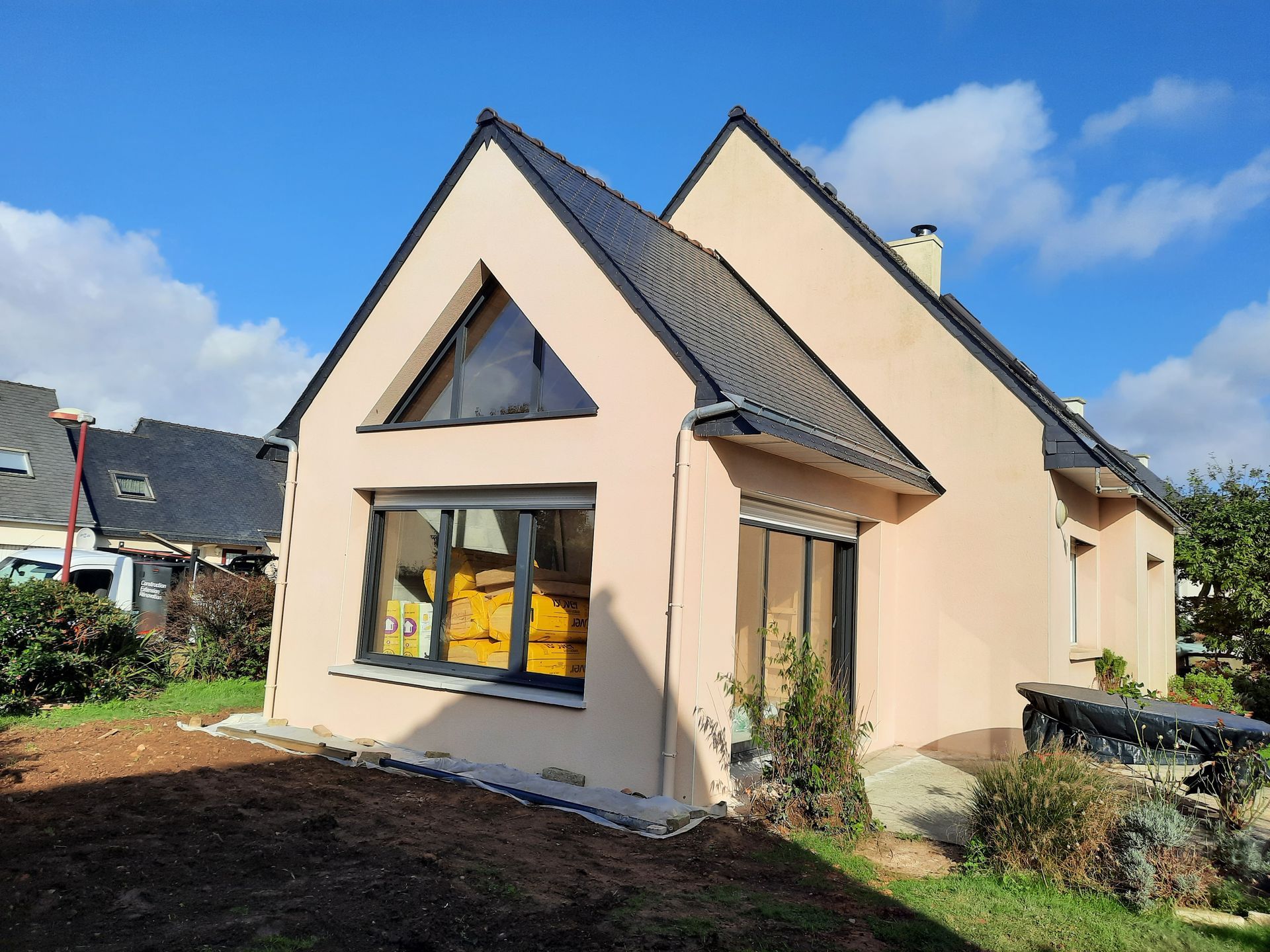 Travaux d'extension de maison dans le Finistère en cours